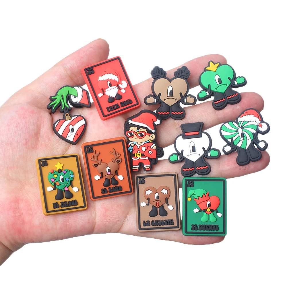 5-21PCS Cartoon Love Bad Rabbit Shoe Charm Mix Wholesale PVC Decoration Buckle Clog Kids Detachable DIY Waterproof To X-mas Gift