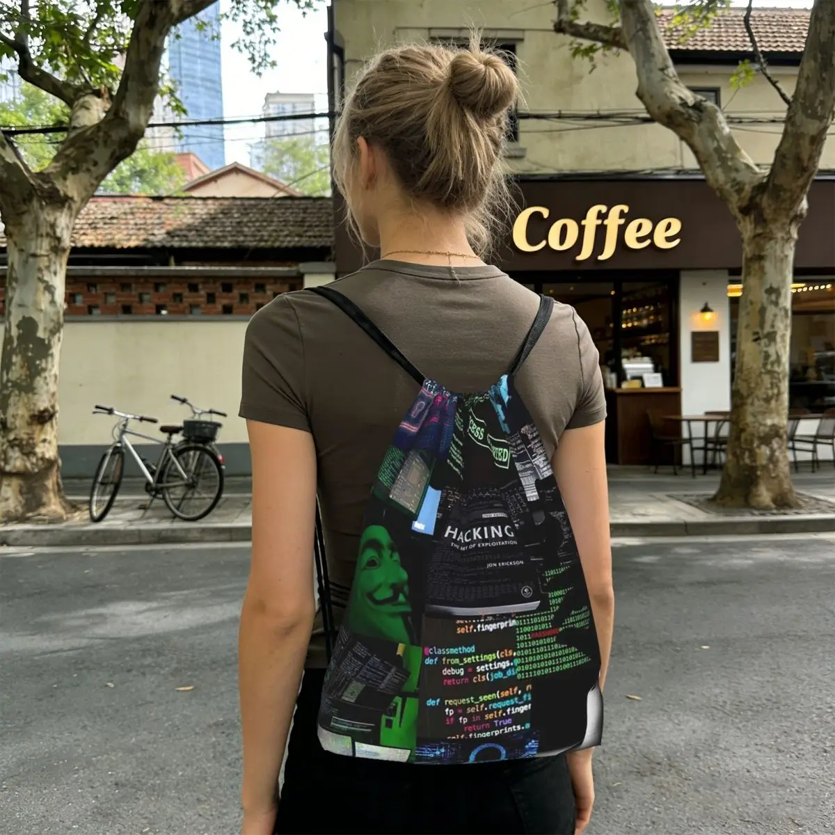 

Hacker Code Binary Code Geek Science Computer Backpacks Fashion Drawstring Bags Sports Bag Book Bags for Man Woman Students