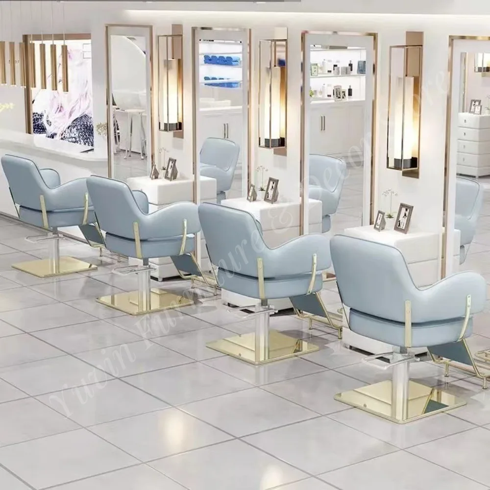 Luxury Gold Metal Barber Chair with Stainless Steel Hydraulic System Modern Design for Beauty Salon and Barber Shop Use