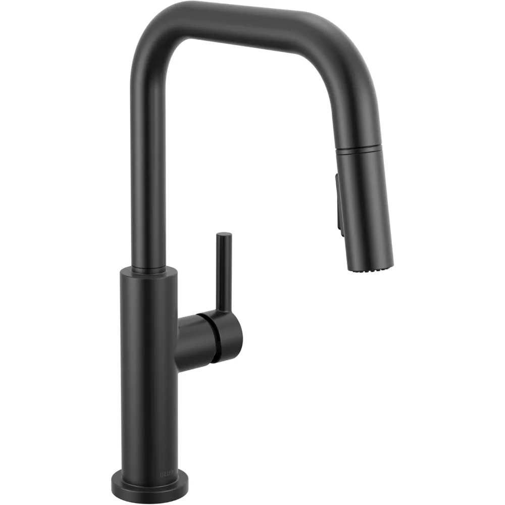 

Modern Matte Black Single Hole Pull-Down Spray Kitchen Faucet with Single Handle, Delta Nicoli M Series