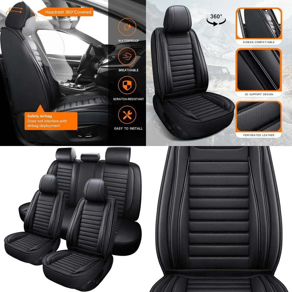 

Universal Waterproof Car Seat Covers Set, Black, Protects Seats for Most Vehicles
