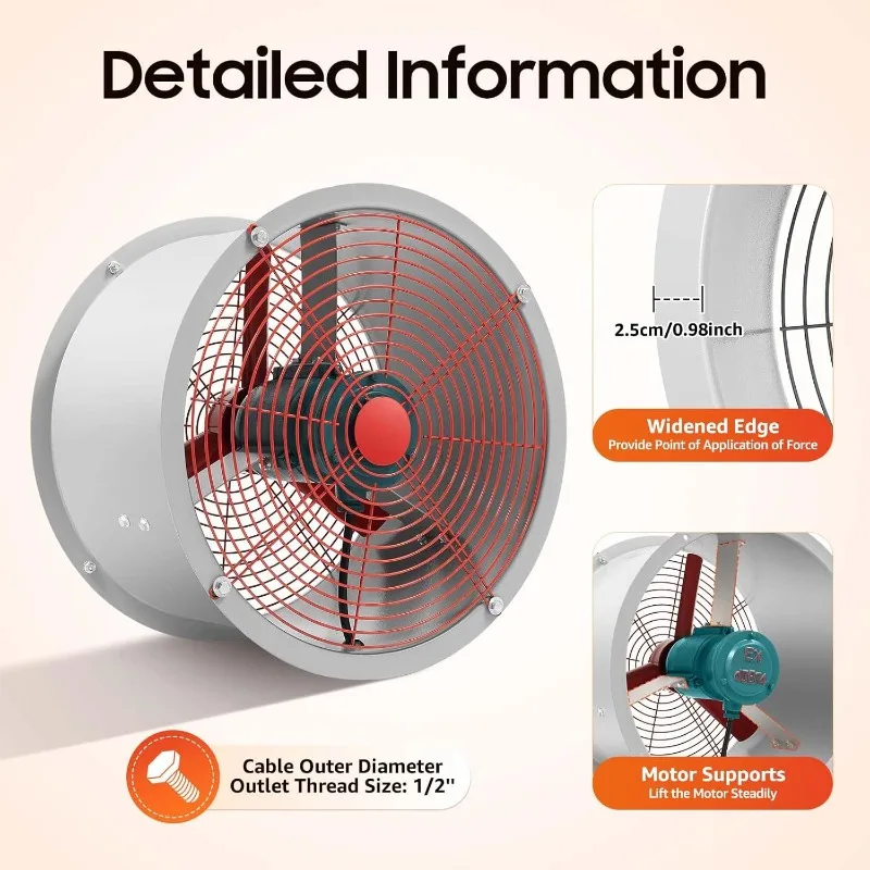 Flow Fan Cylinder Pipe Fan Air Blower Fan Portable Lownoise Exhaust Fans Explosion Proof Spray Booth Extractor Utility B