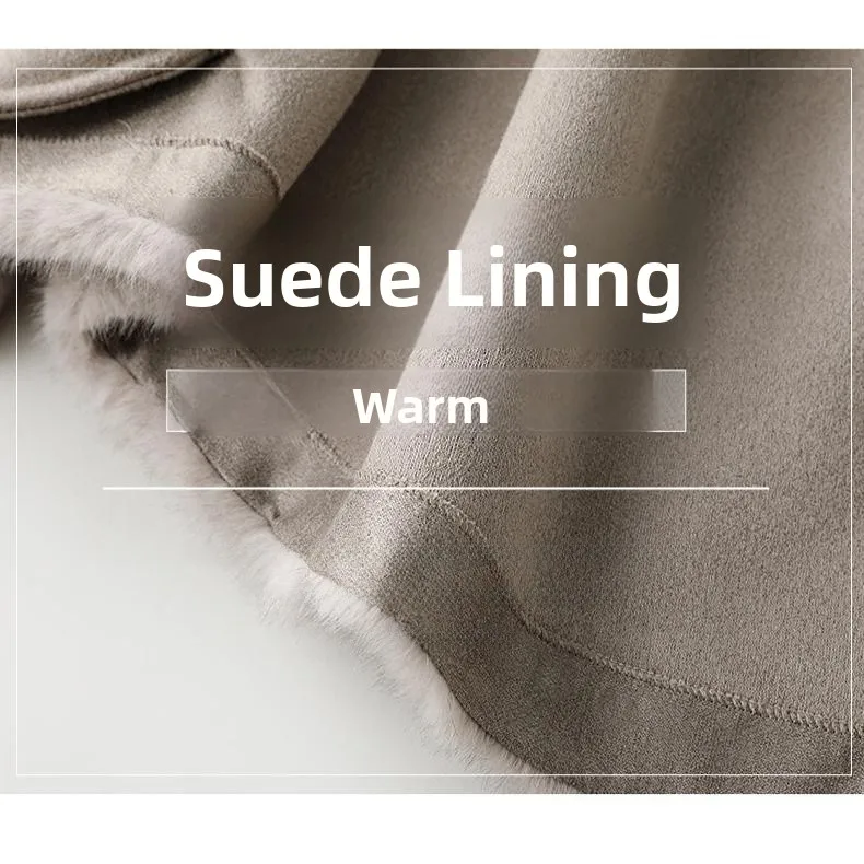 معطف نسائي من Orth بغطاء للرأس من المينك الصناعي لربيع وخريف وشتاء معطف من الفرو الصديق للبيئة وسحاب للإغلاق...