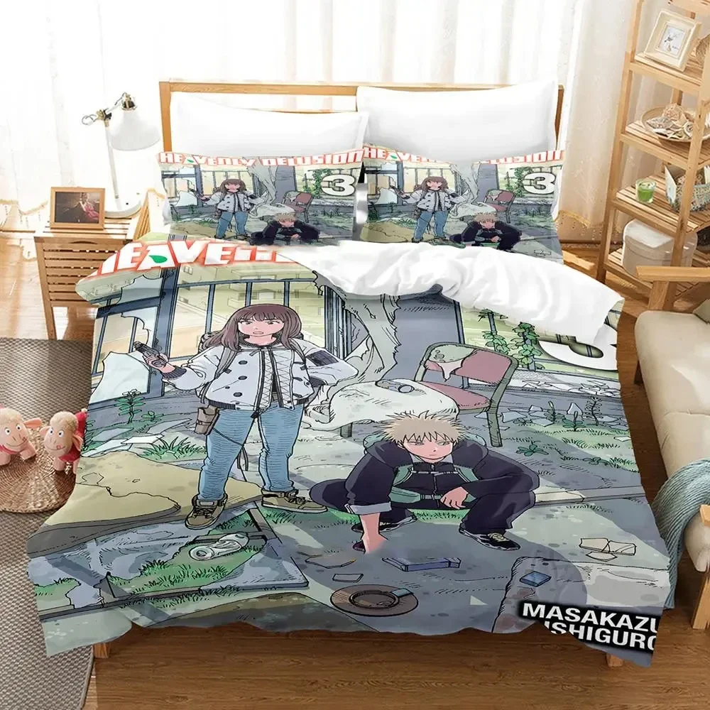 Anime Heavenly Delusion Bedding Set Duvet Cover Bed Set Quilt Cover Pillowcase Comforter King Queen Size Boys Adult Bedding Set