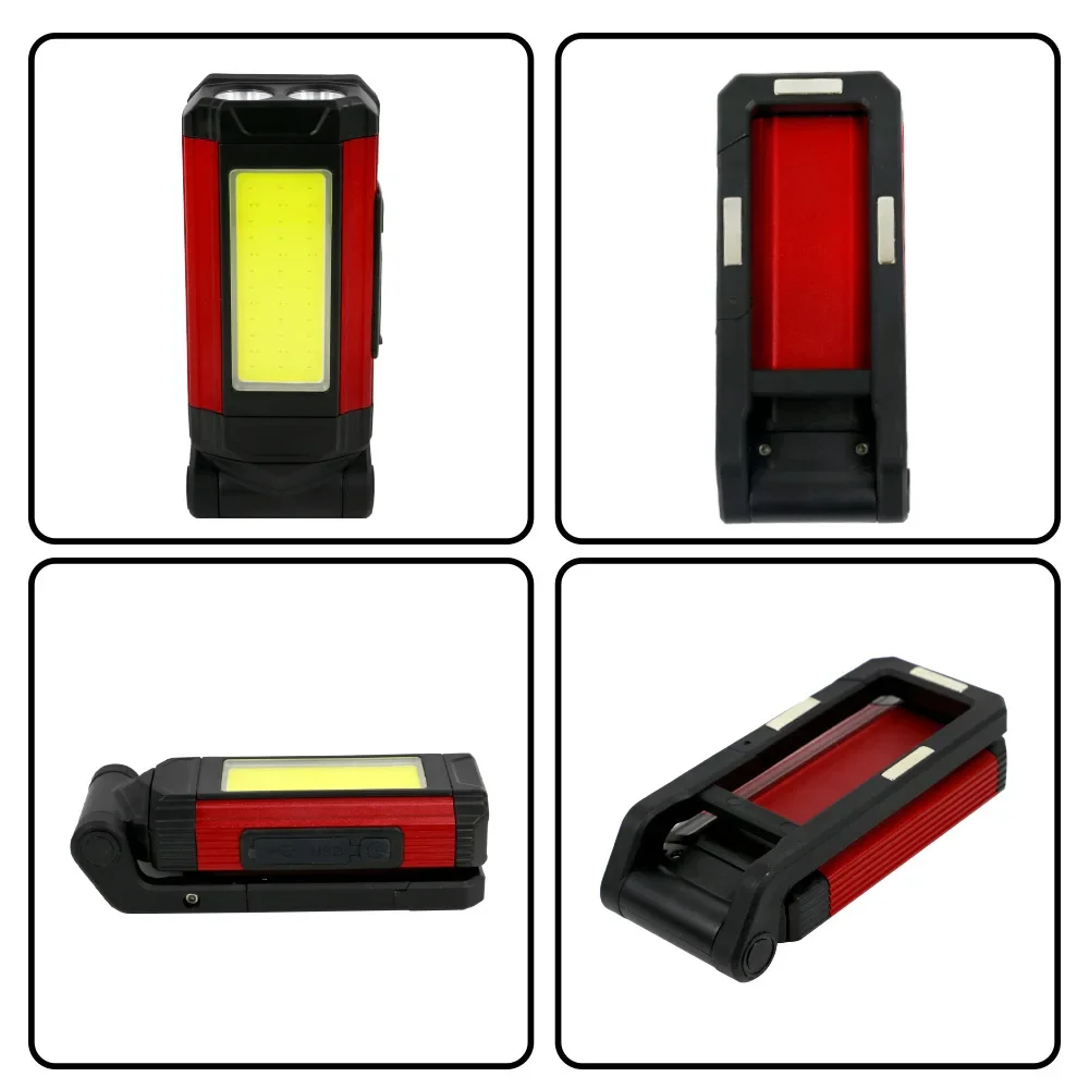 Lampe de travail COB magnétique, lampe de poche LED aste USB, lanterne portable, lampe de camping, lampe de fonction de banque d'alimentation de type C, 1 pièce, 2 pièces, 4 pièces