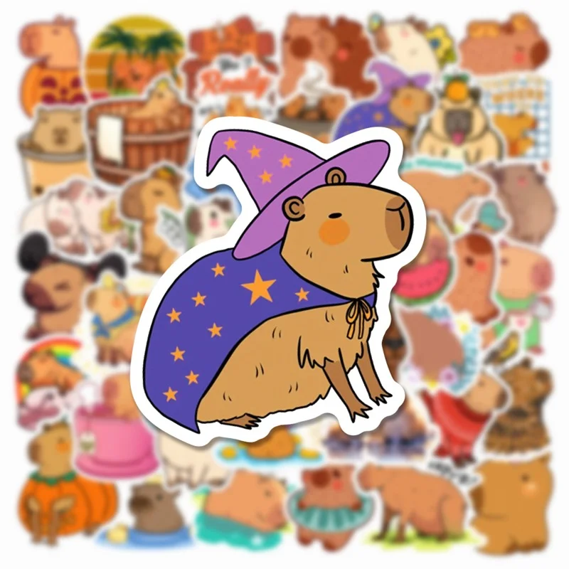 Capybara-pegatina de PVC para decoración de niños, cuaderno de bocetos, papelería coreana, suministros escolares, 10/30/50 piezas