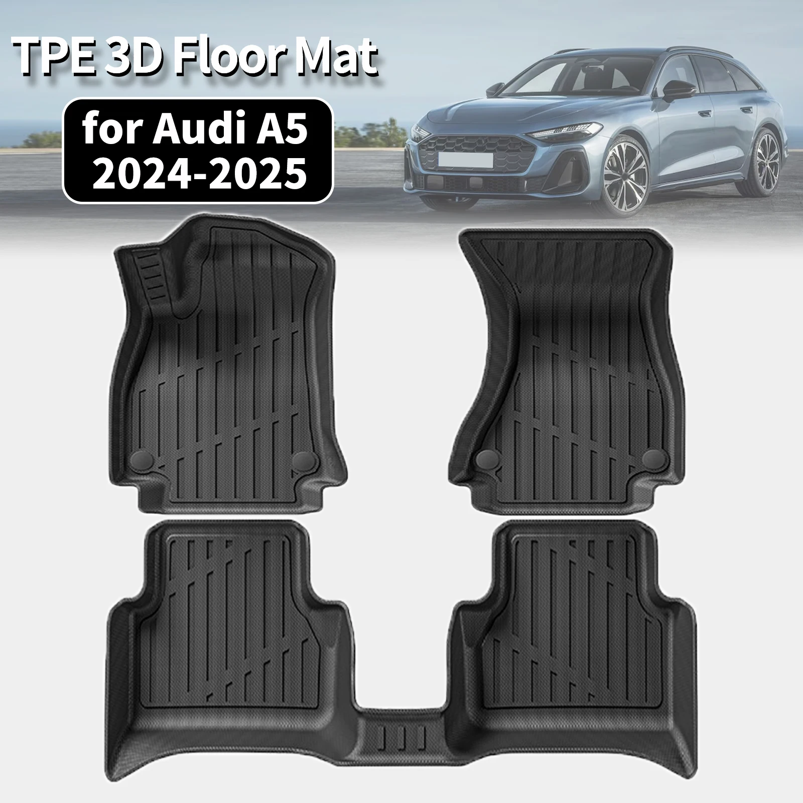 for Audi A5 2024 2025 (Not for A5L) LHD TPE Car Floor & Trunk Mats, All-Weather Waterproof (Not For RHD)