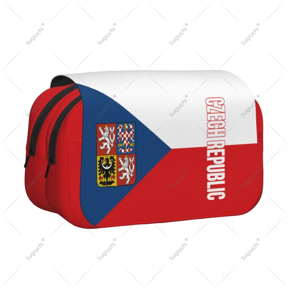 

Pencil Case Scissors Bags 3D Czech Republic Flag Double-layer Oxford Cloth Stationery Storage Pen Box Case