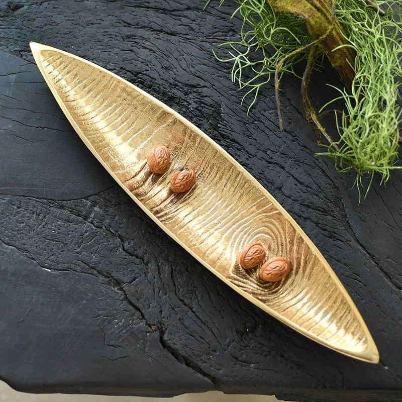 India imported long metal fruit tray rectangular fruit tray model room coffee table soft decoration ornament