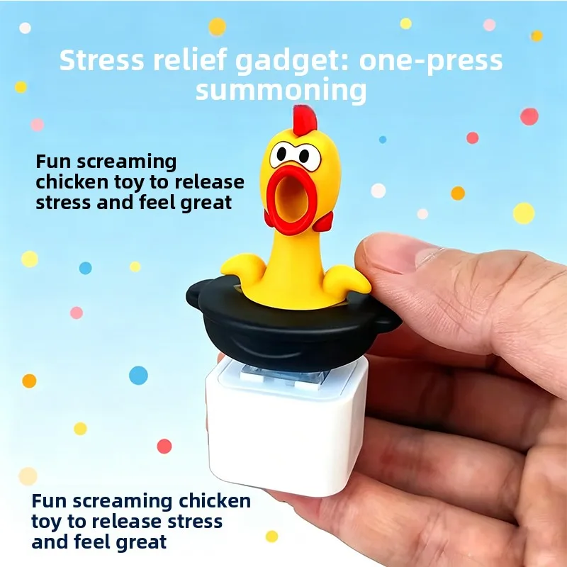 Divertido Llavero de Pollo que Grita con Sonido y Luz, Juguete Antiestrés con Botón, Bonito Colgante para Bolsa, Regalo Novedoso