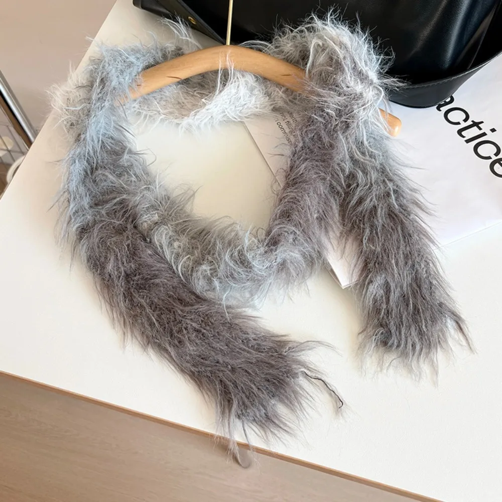 

Модный узкий длинный шарф в стиле Харадзюку, готический панк, субкультура, Y2K, шарф из искусственного меха, градиент цвета, уличная одежда, колье, стример для девочек
