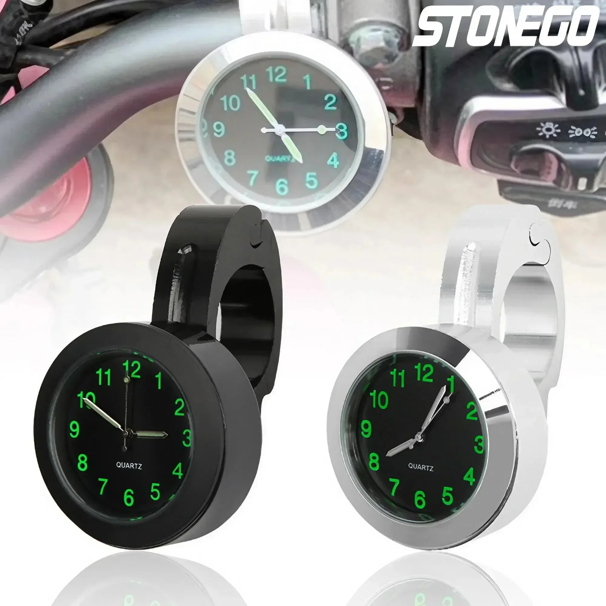 

Universal Stainless Steel Waterproof Handlebar Clock for Motorcycles, Scooters, ATVs, Bicycles - Shockproof Mount