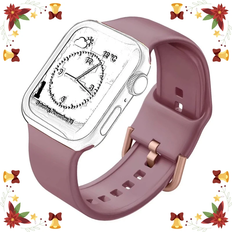 Fashion Square Vent Hole Silicone Strap Color Metal Clasp For iWatch Ultra 10 9 8 7 SE All Size Replacement Band