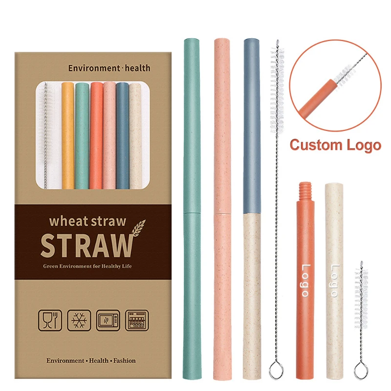 

6Colors Reusable Wheat Straws Straight Tube Portable Drinking Eco Friendly Juice for Beverages Milk Cocktail