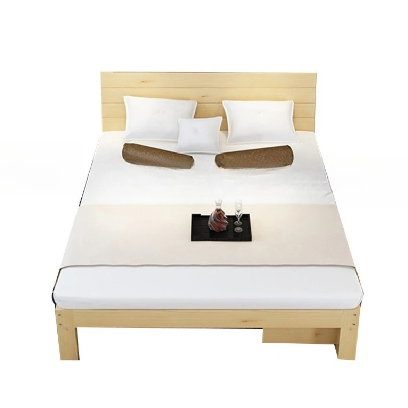

Nordic simple solid wood bed, children's bed, single bed, pine double plank bed