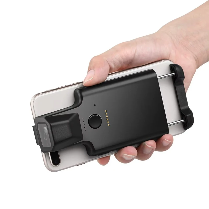 2D back clip B-T barcode scanner with phone, portable barcode reader with B-T function