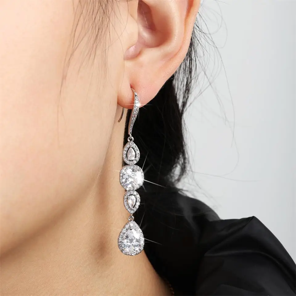 ZAKOL Wassertropfen Micro Intarsien Zirkon Elegante Exquisite Baumeln Ohrringe Für Frauen Klassische Mode Charme Schmuck Zubehör – Detail 12