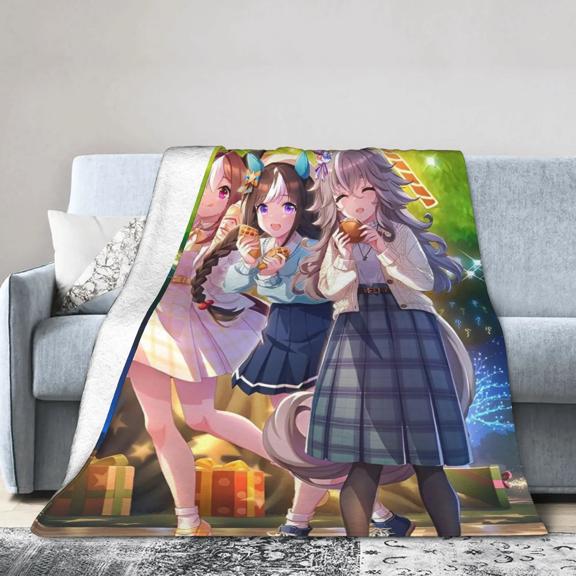 Umamusume Pretty Derby Anime Blankets Velvet All Season   Multifunction Super Soft Throw Blanket for Bed Office Bedspreads