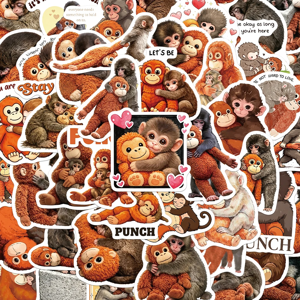 50PCS Creative Punch Monkey PET Transparent Material Stickers Exquisite DIY Phone Case Personalized Decorative Stickers