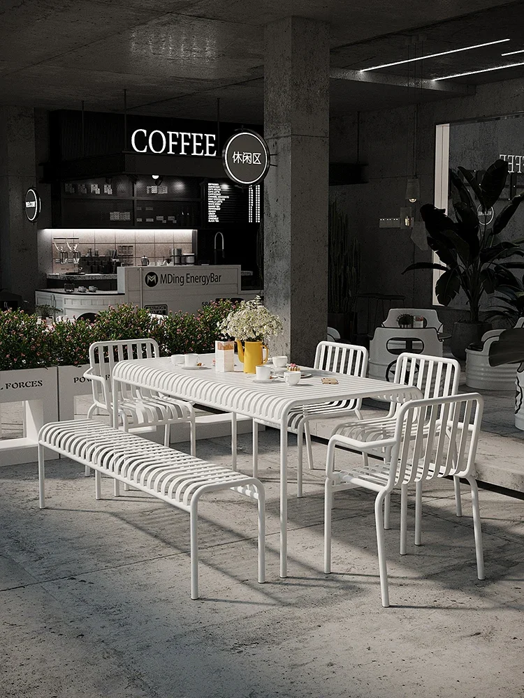 Customize outdoor courtyard tables and chairs, milk tea shop, coffee shop, industrial wind, creative leisure area, balcony,