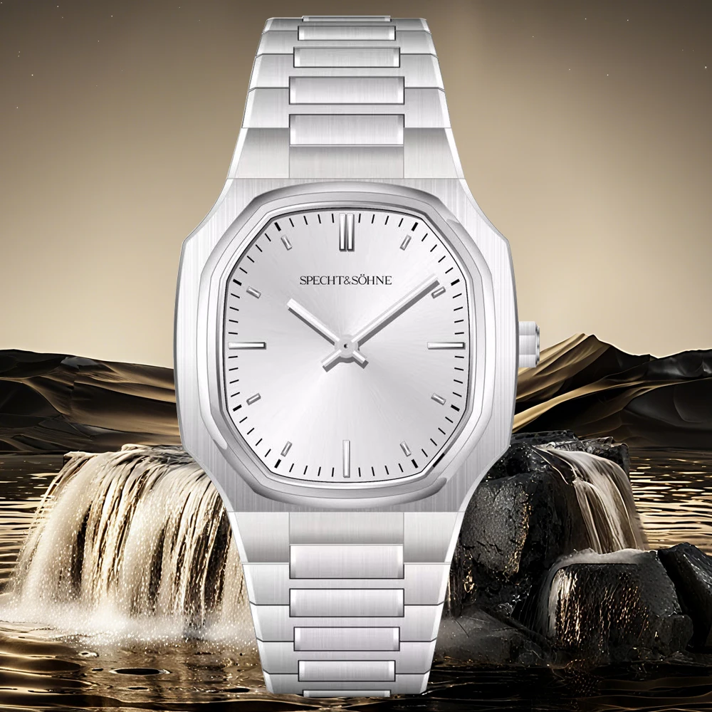 دروبشيبينغ Specht & Söhne منتجات جديدة رائجة البيع ساعات المعصم للرجال 37 مللي متر مربع الصلب الذكور الأعمال الساعات 50 متر مقاوم للماء