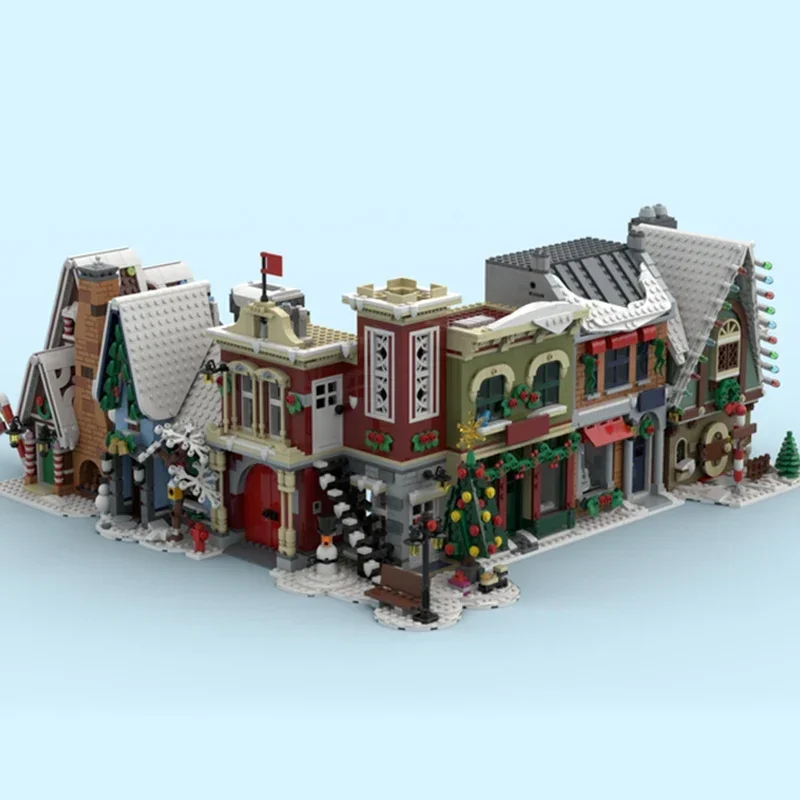 Moc قوالب بناء عرض الشارع نموذج ركن محطة الإطفاء التكنولوجيا وحدات كتل الهدايا لعب للأطفال لتقوم بها بنفسك مجموعات الجمعية