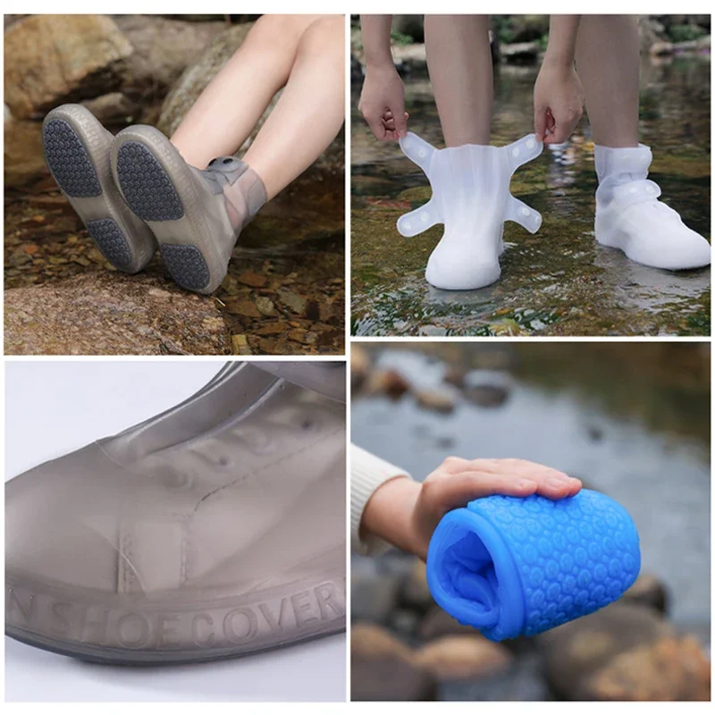 Rain Shoe Cover EU 34-45 Waterproof Anti Slip Shoe Cover Rain Boots Outdoor Sports Shoes Accessories Durable Rubber Shoe Covers