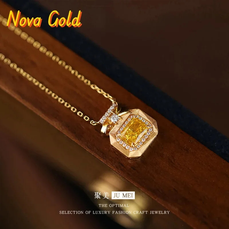 NovaGlod Light luxury retro design 24K real gold flash yellow diamond sugar cube perfume bottle 9999 women's simple retro suit