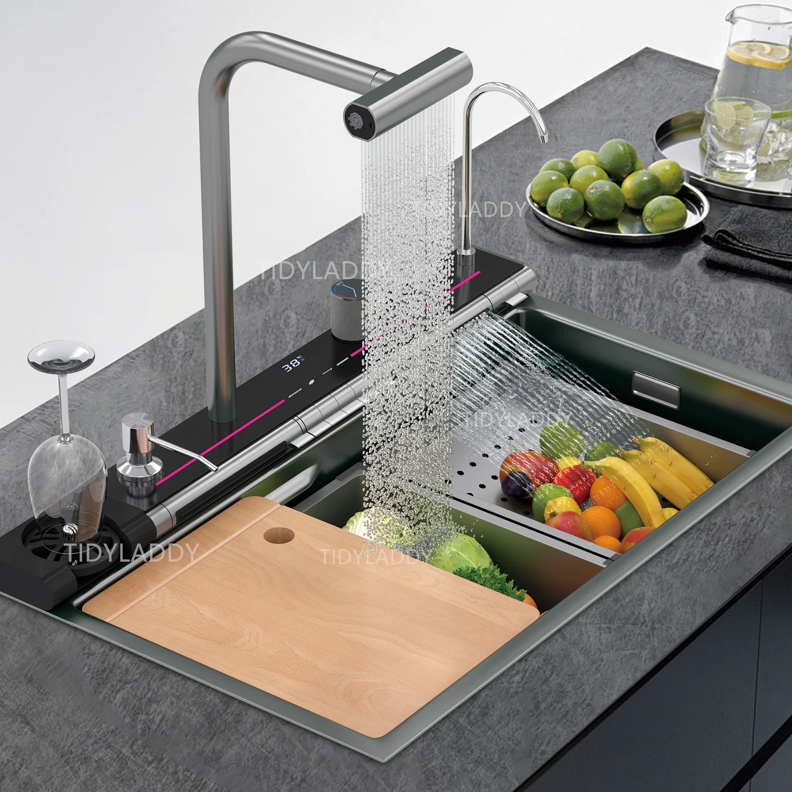 inteligente honeycomb kitchen sink unico bowl kitchen sinks display digital duplo cachoeira modern workstation aco inoxidavel 01