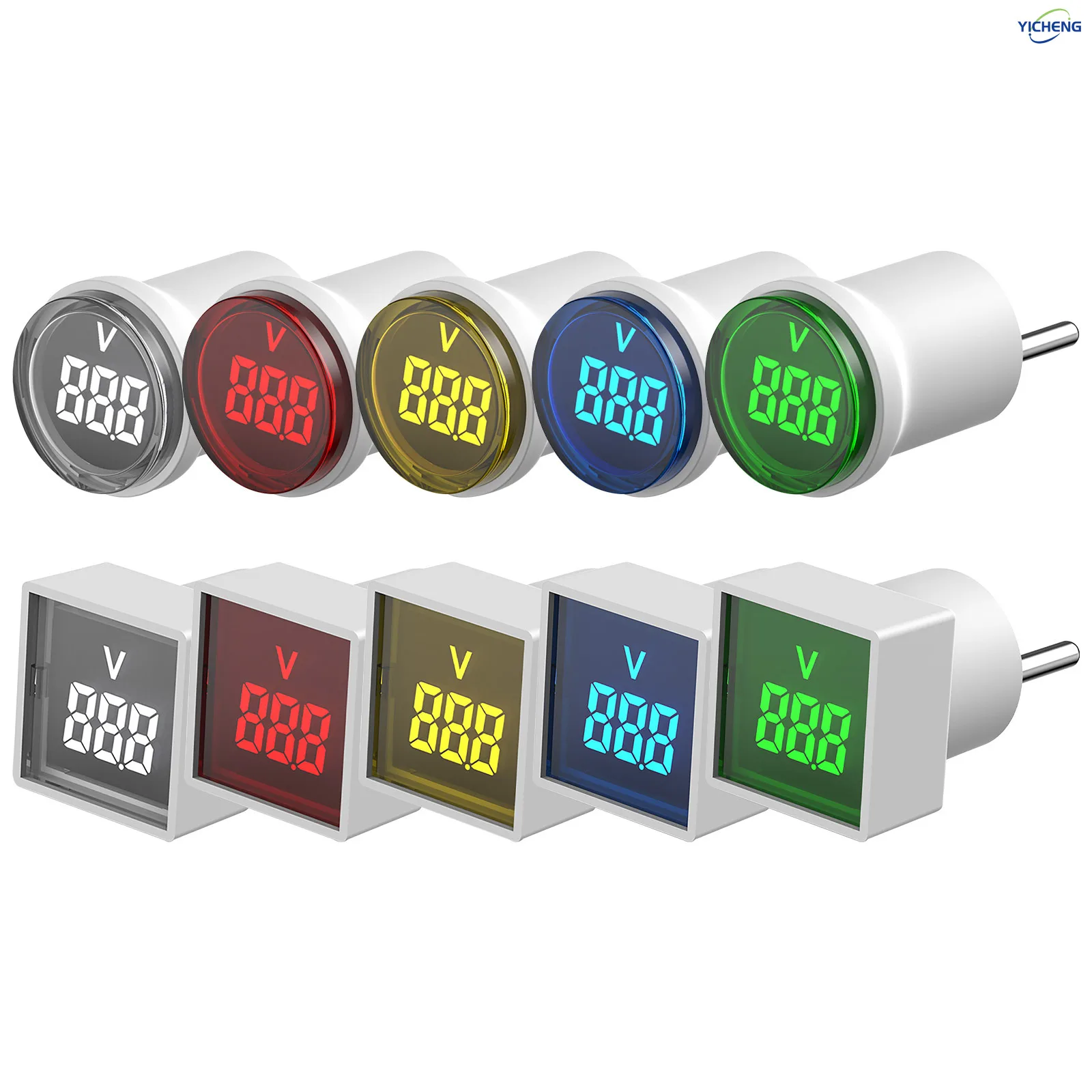 YICHENG 10 Pcs AC Voltmeter European Plug, 220-230V LED Digital Display,direct insertion