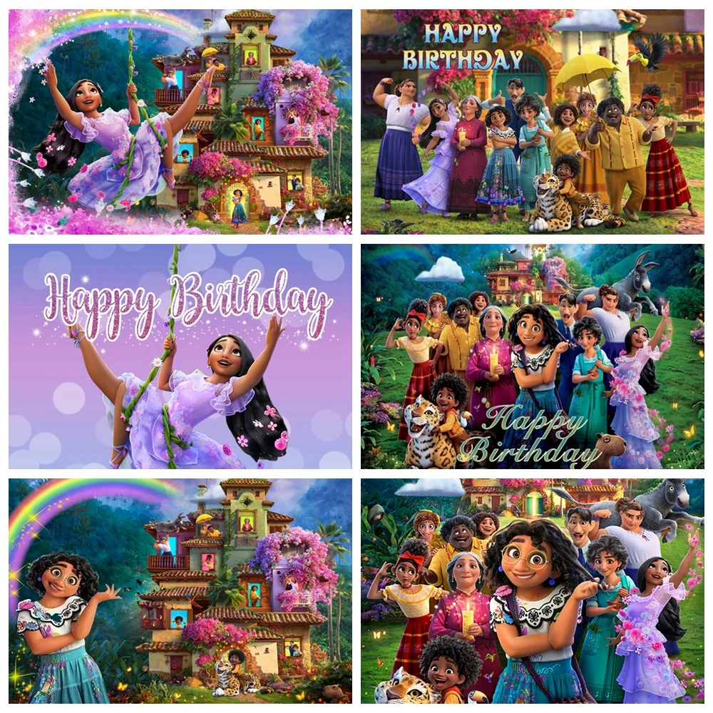 E-ncanto Mirabe-l Birthday Party Backdrop Magic House Candles Butterflies Casita Custom Photo Girls Baby Shower Fiesta Decor