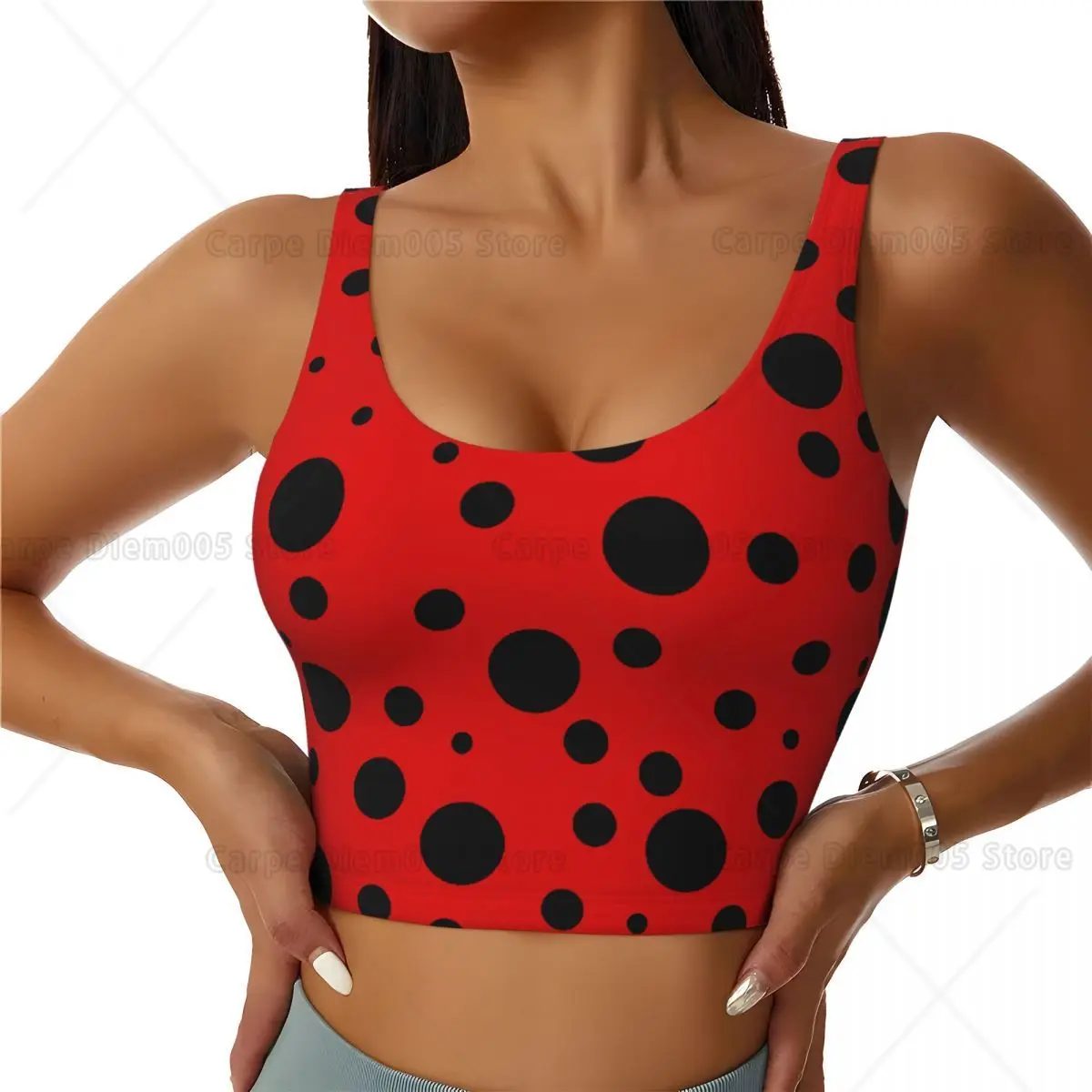 Sports Bra for Women Ladybug Print Yoga Tank Top,Sports Vest with Performance Stretch and Quick Dry Fabric