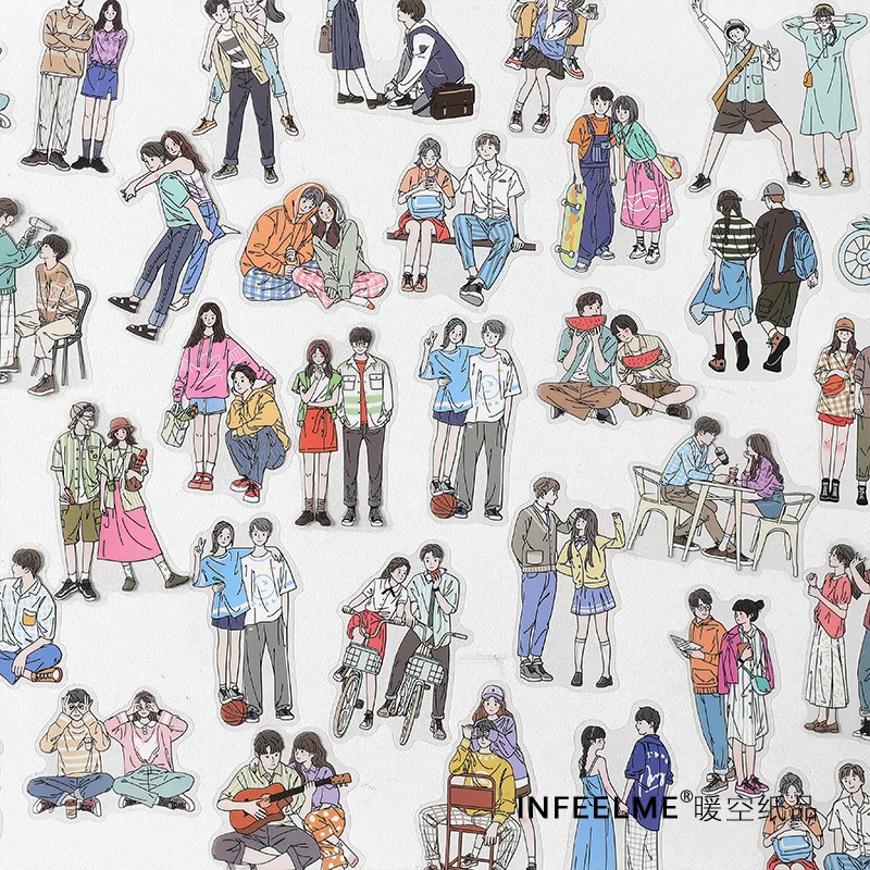 20 Pcs Young Couples People Stickers Cute Fashion Boy Girl Scrapbook Sticker For Journal Album Planners Diary DIY Crafts