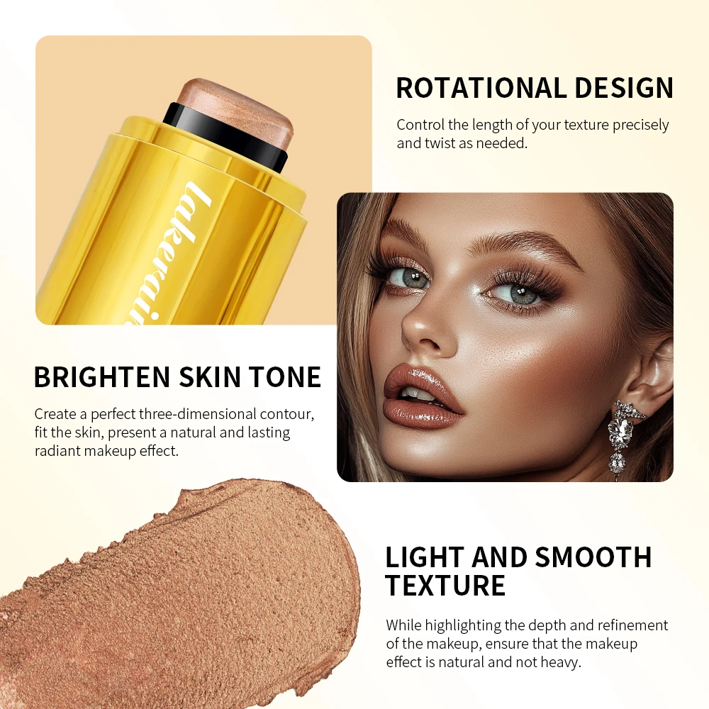 Multifunctional Rotating Pocket Highlighter Stick Brightening Makeup Cream Bronzer Stick Primer Concealer Eye Shadow Blush Stick