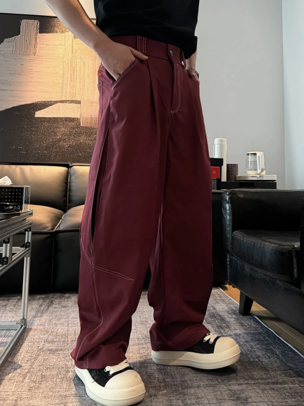 

Autumnal High-Waisted Straight-Leg Casual Trousers Loose Fit Wide Leg Pants ex Faionable Versatile Street Sle