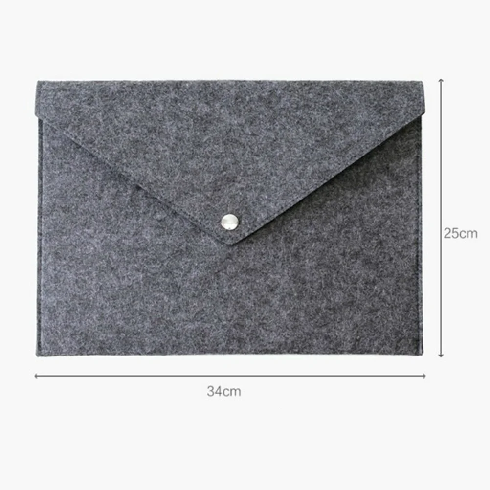 Cartella portadocumenti in feltro Grigio scuro formato A4 Organizzatore di carta portatile Borsa portadocumenti di grande capacità Chiusura con bottoni Ufficio Scuola