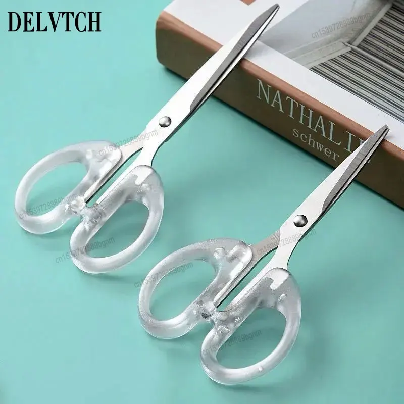 12/14/16/19cm Transparent Stainless Steel Scissors Handicraft Paper Cutting Art Tool Kits Office School Stationery Cutter Shears