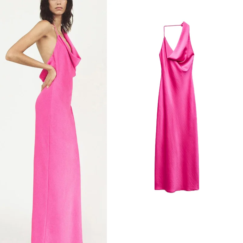 Lente nieuwe collectie Dames Faion Bal Svel Asymmetrisch Zijde Satijn Feel Dr Polyester 00% off-shoulder jurk