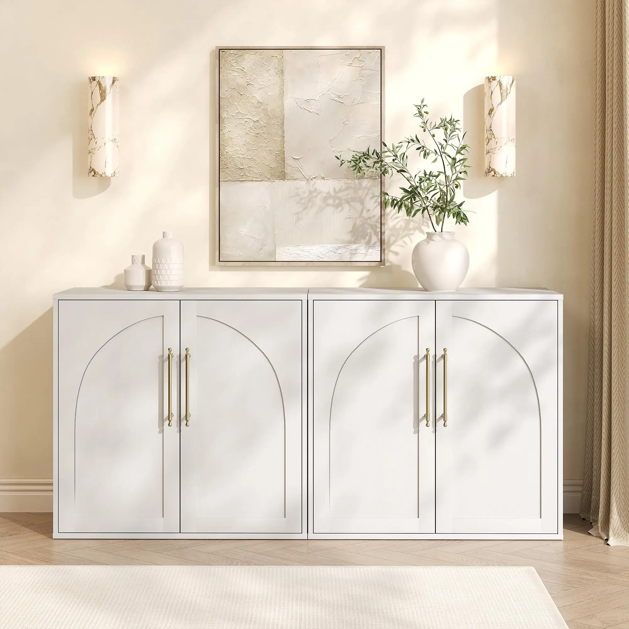 Classic Arched Sideboard Buffet Cabinet with Doors and Drawers 31.5