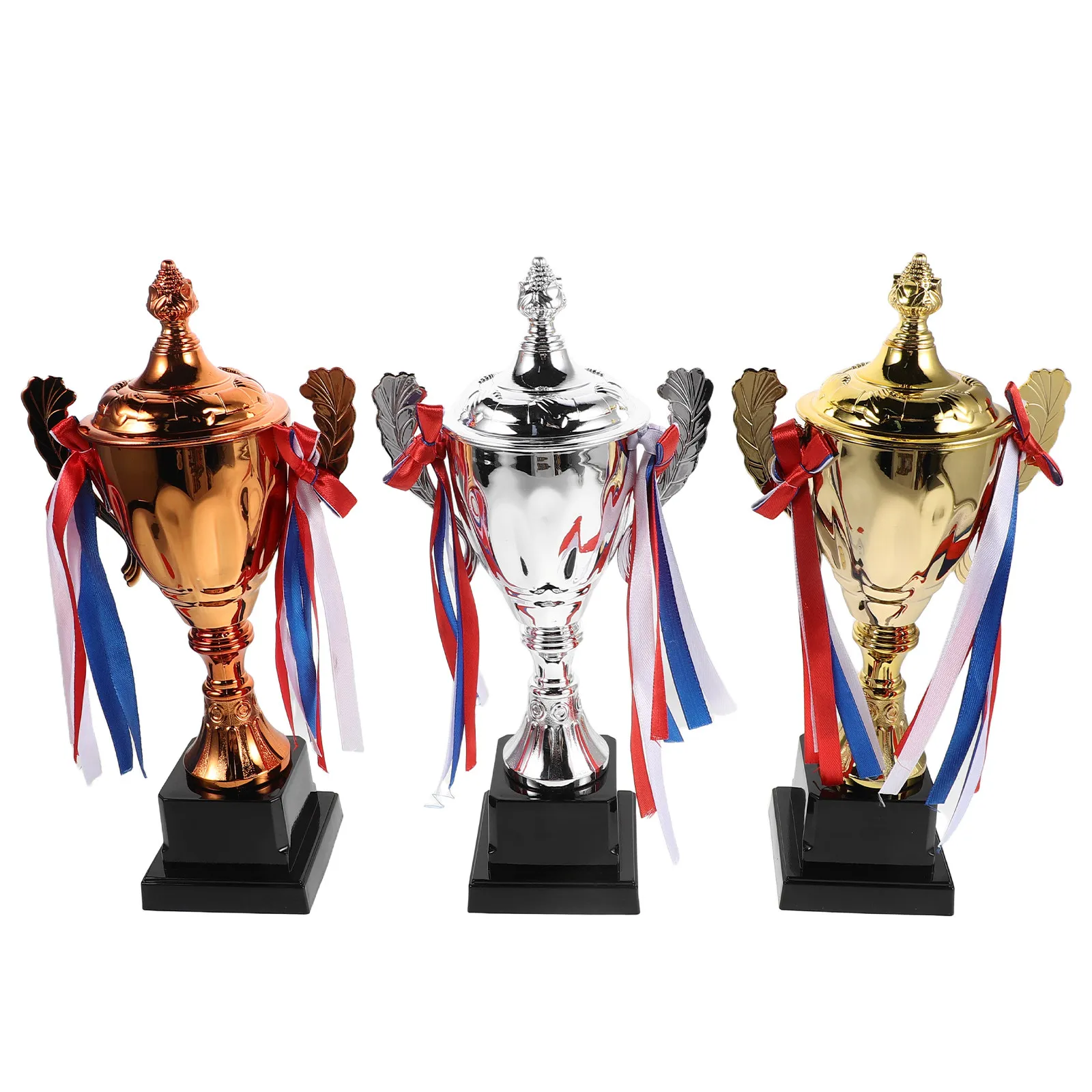 3Pcs Gold Silver Bronze Sports Trophy Set Award Ceremony Soccer Football Competition Prize Cup 1St 2Nd 3Rd Place Recognition