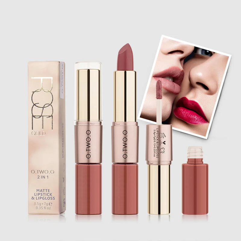 Waterproof Lipstick Rouge 12 Colors 2 In 1 Long-lasting Waterproof Waterproof Matte Lipstick 12 Colors Lipstick Beauty Popular