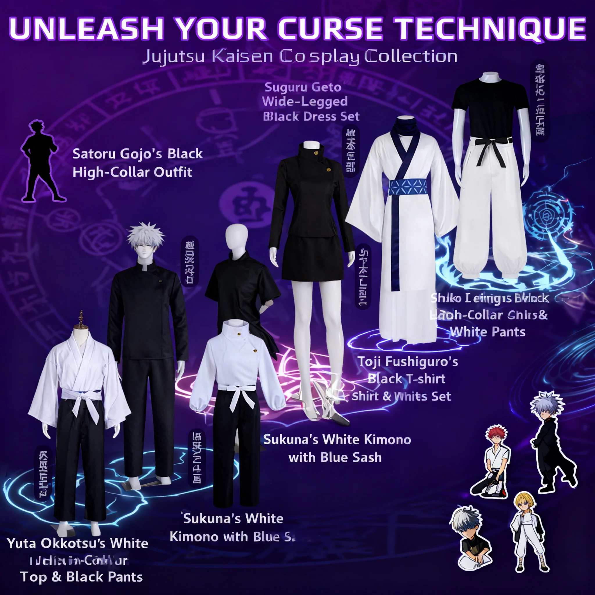 

Cosplay Jujutsu Kaisen Costume Gojo Satoru High School Geto Suguru Fushiguro Toji Sukuna Cosplay