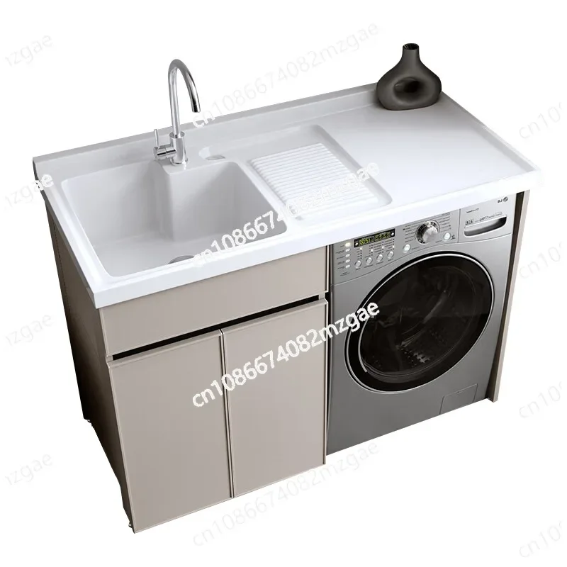 Aluminum Balcony Washing Machine with Sink with Washboard Integrated Basin Space