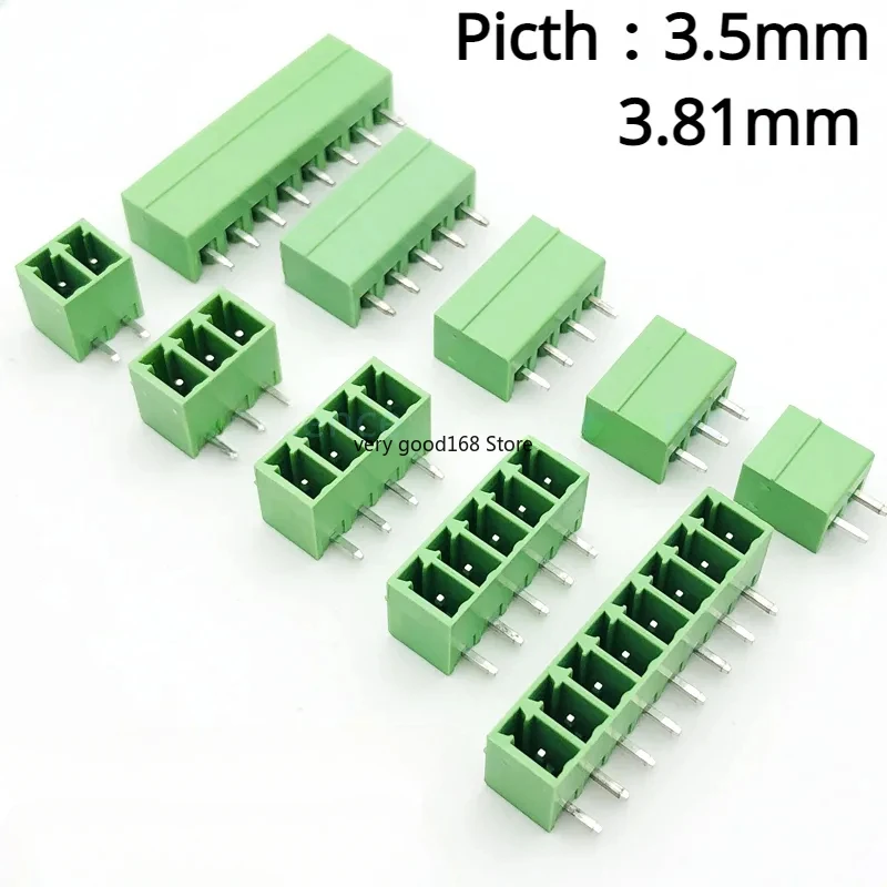 10Pcs/lot KF2EDG Pluggable Pcb Terminal Block Curved Needle / Straight Pin  3.5mm / 3.81MM 2/3/4/5/6/7/8p Green Connector 2EDG