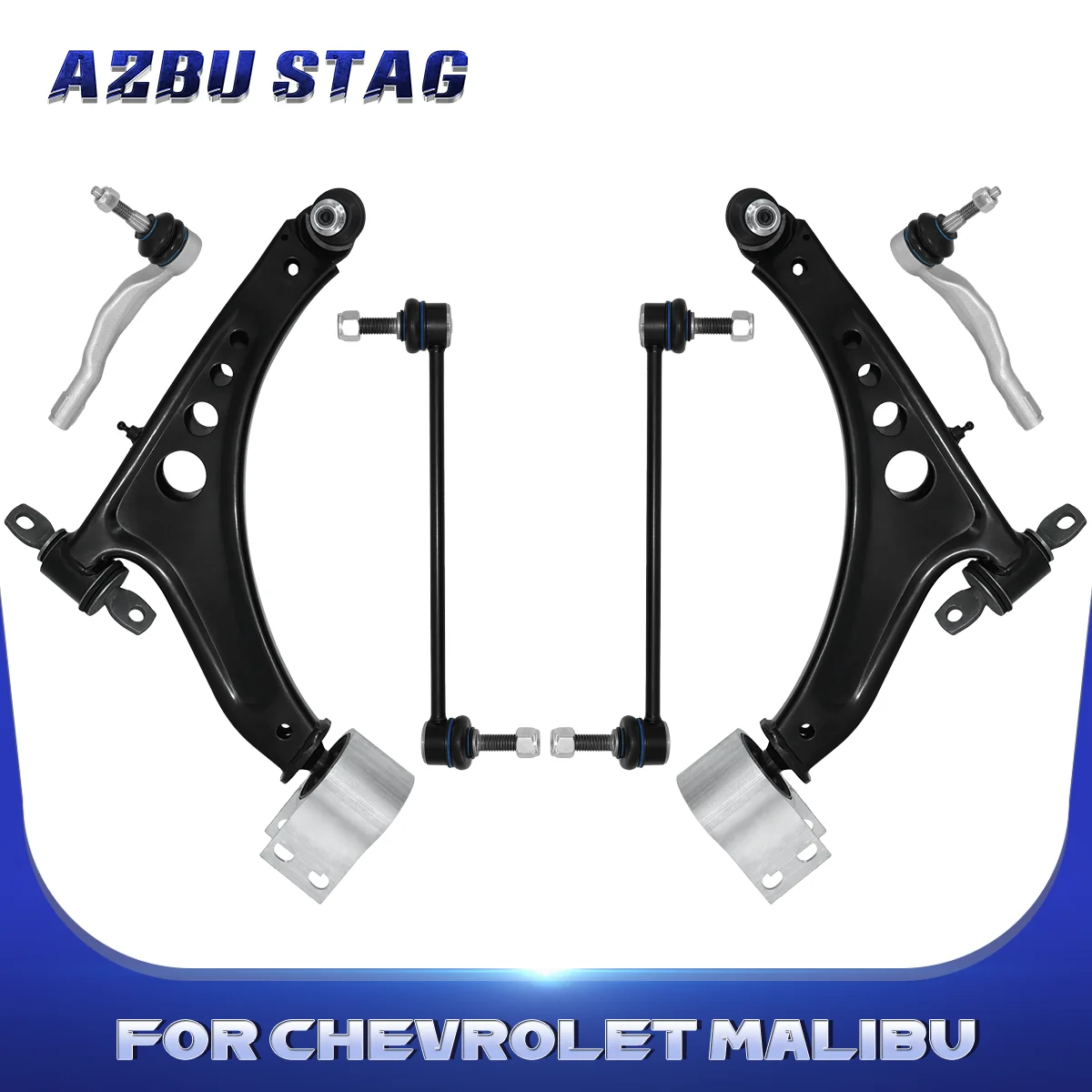 

AzbuStag 6Pcs Front Lower Control Arm And Sway Bar Link Tie Rod Suspension Kit for Chevrolet Malibu Buick Regal Lacrosse 2016-19