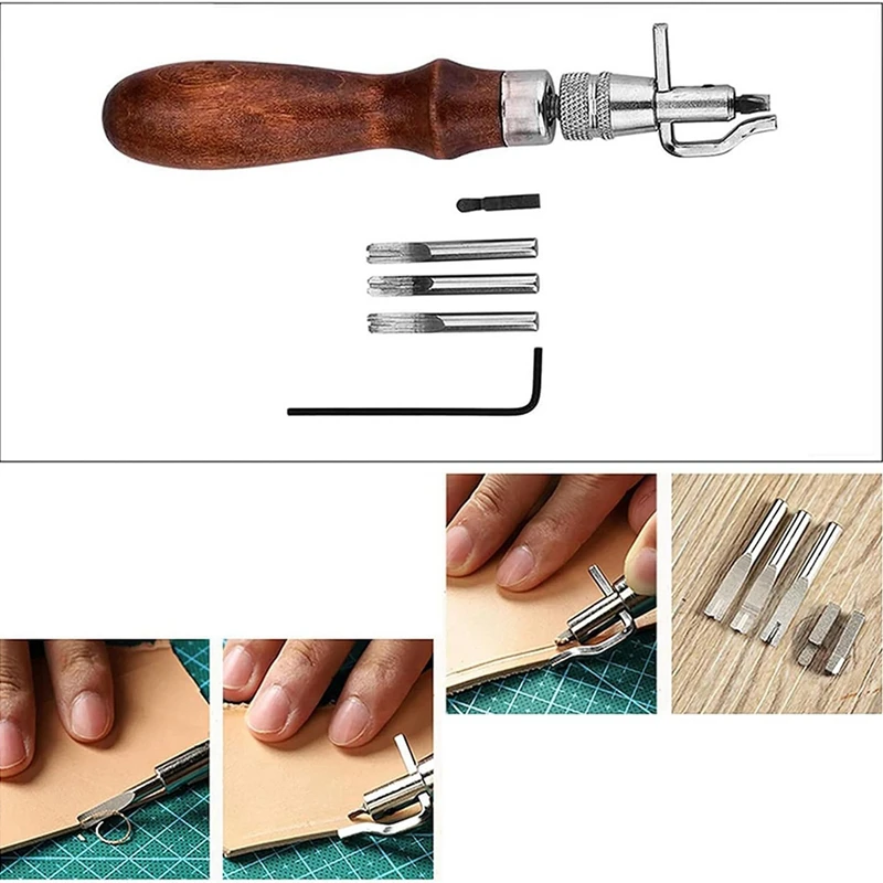 Leather Craft Tool Set Leather Edges Polisher Leather Groover For Hand Sewing Punching Leather Edges Polishing For Belts Durable