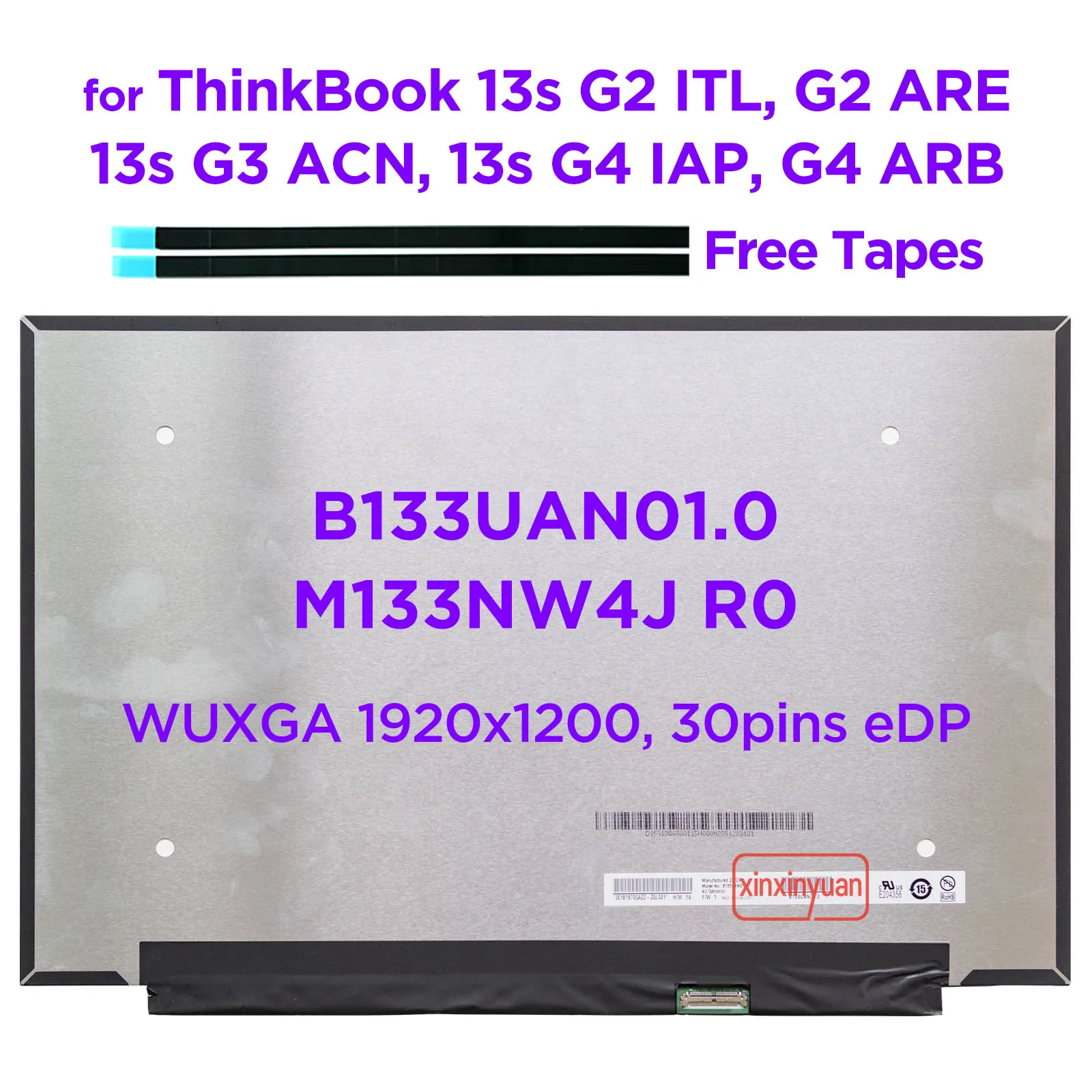 Portátil Tela Lcd B133uan01.0 M133nw4j r0 para Lenovo Thinkbook 13s g2 Itl São g3 Acn g4 Iap Arb 1920×1200 Ips Exibição 13.3