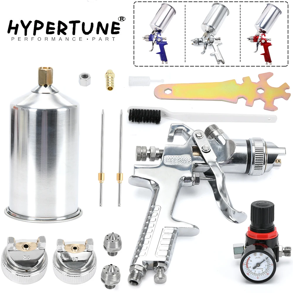 

2.5mm Professional HVLP Spray Gun HVLP Gravity Feed SPRAY GUN Kit With Regulator Paint Primer Metal Flake 1L DIY Spray Paint Kit