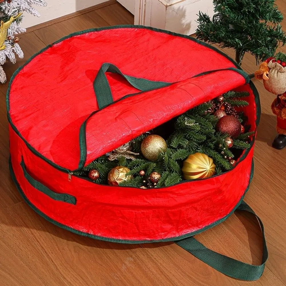 Large Capacity Christmas Wreath Storage Bag Round Waterproof Festival Garland Organizer Dustproof Foldable