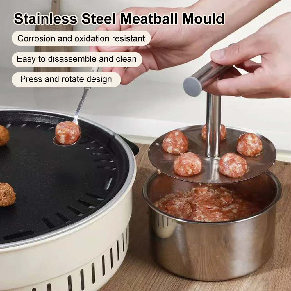 Meatball Shaper Stainless Steel Meatball Maker Mince Ball Shaper Meatball Press Mould Easy Disassembly Cleaning for Home Kitchen